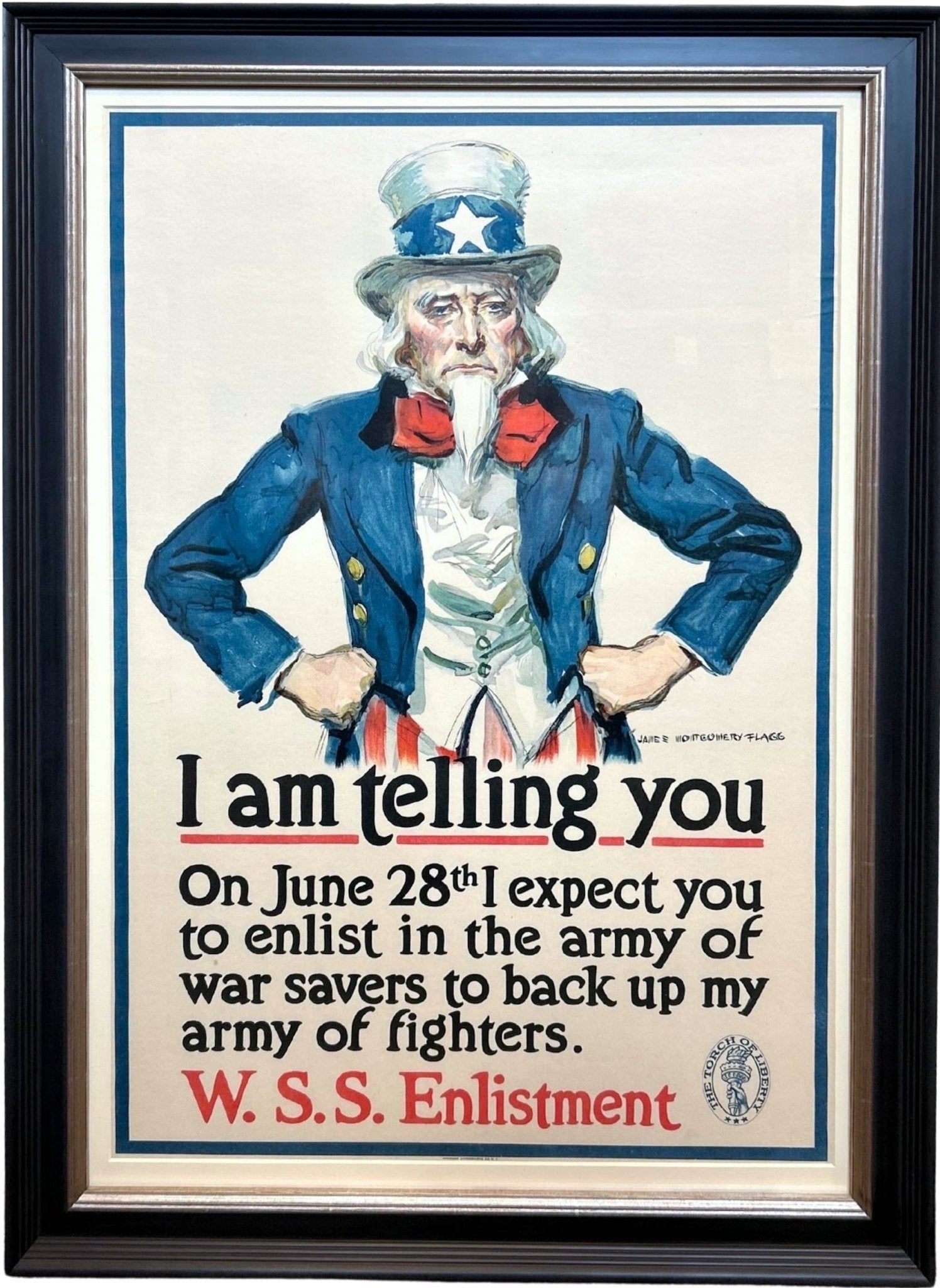 "I Am Telling You" Vintage WWI Uncle Sam W.S.S. Enlistment Poster by James Montgomery Flagg, 1918 - The Great Republic