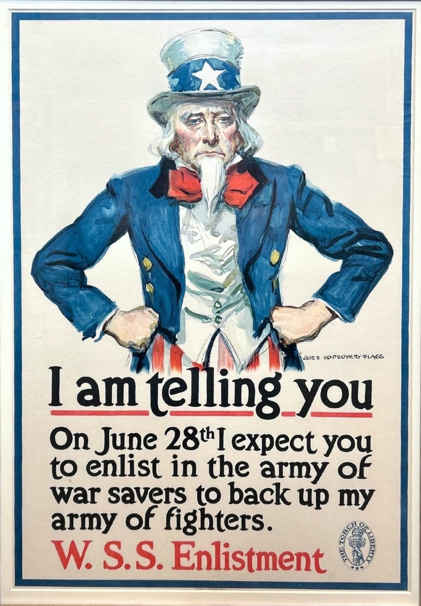 "I Am Telling You" Vintage WWI Uncle Sam W.S.S. Enlistment Poster by James Montgomery Flagg, 1918 - The Great Republic