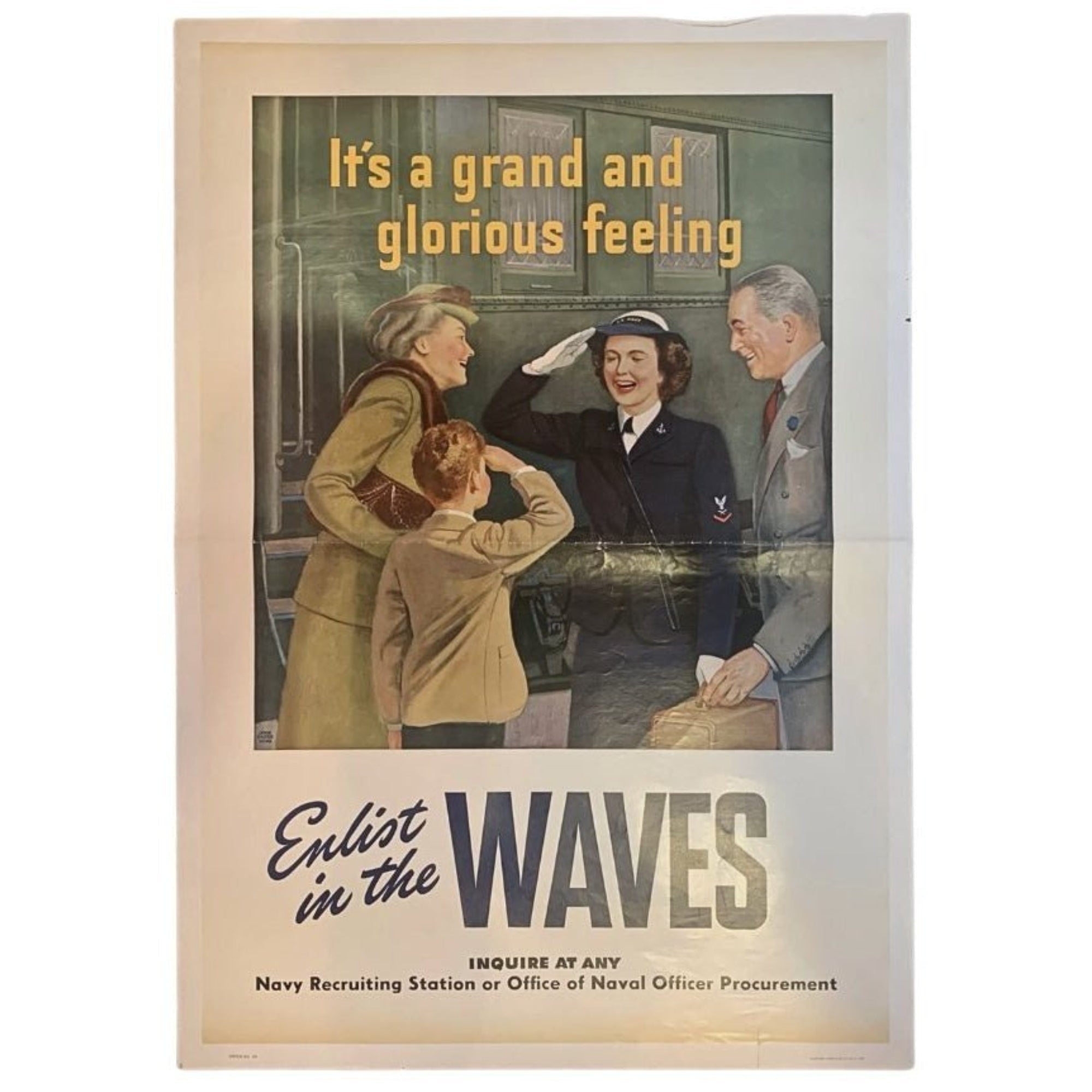"It's a grand and glorious feeling. Enlist in the WAVES" Vintage WWII Recruitment Poster, by John Falter, 1943 - The Great Republic