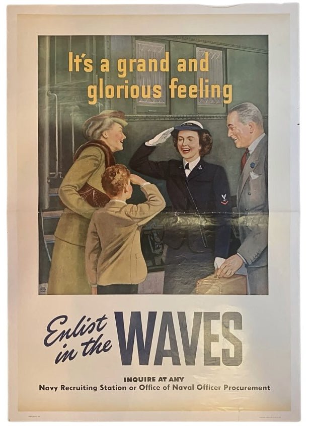 "It's a grand and glorious feeling. Enlist in the WAVES" Vintage WWII Recruitment Poster, by John Falter, 1943 - The Great Republic