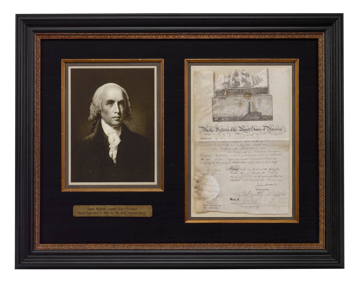 James Madison Signed Scallop Top Ship’s Passport, Dated September 8, 1810 - The Great Republic