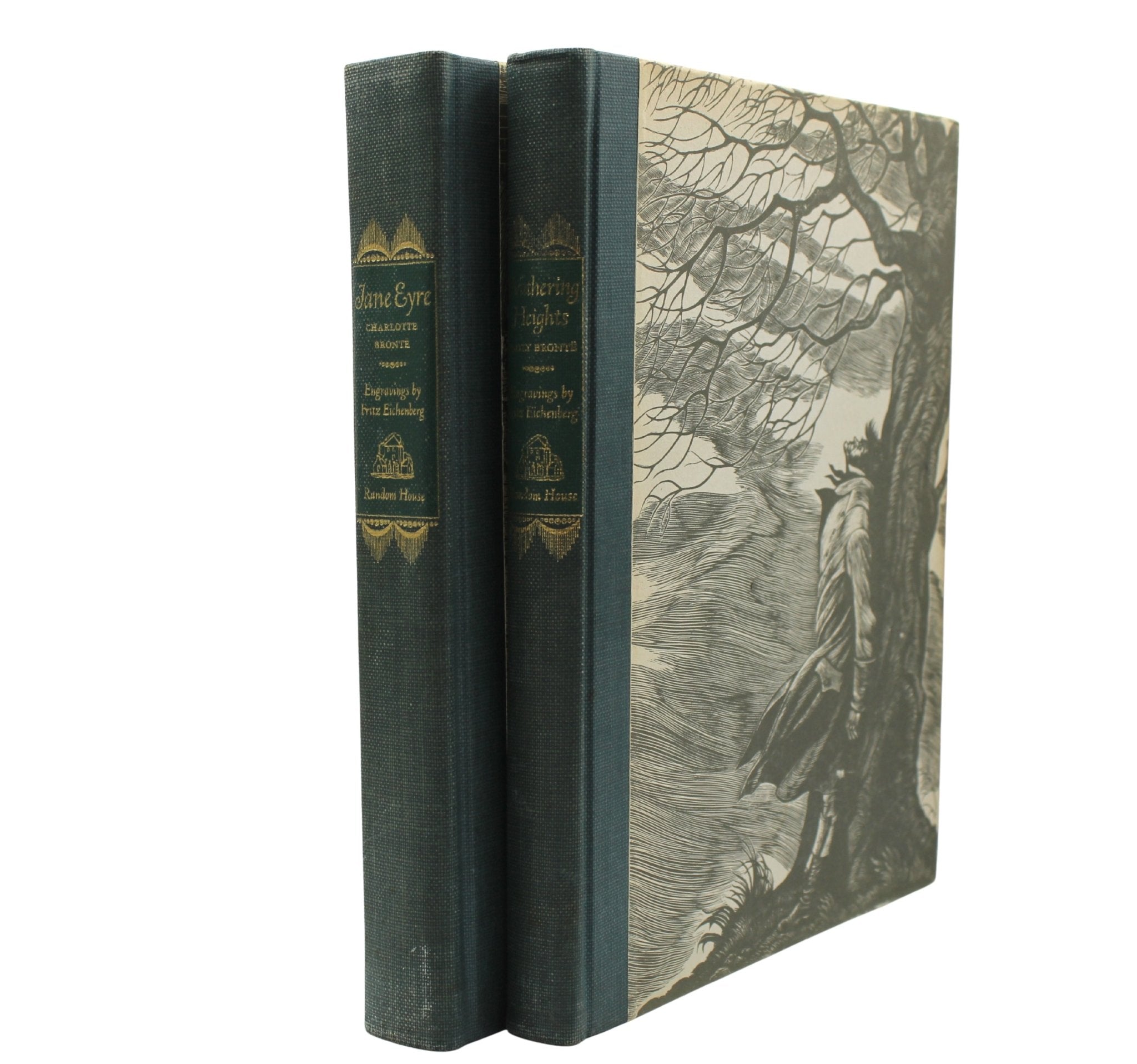 Jane Eyre by Charlotte Bronte and Wuthering Heights by Emily Bronte, Illustrated by Fritz Eichenberg, Two Volume Set, 1943 - The Great Republic