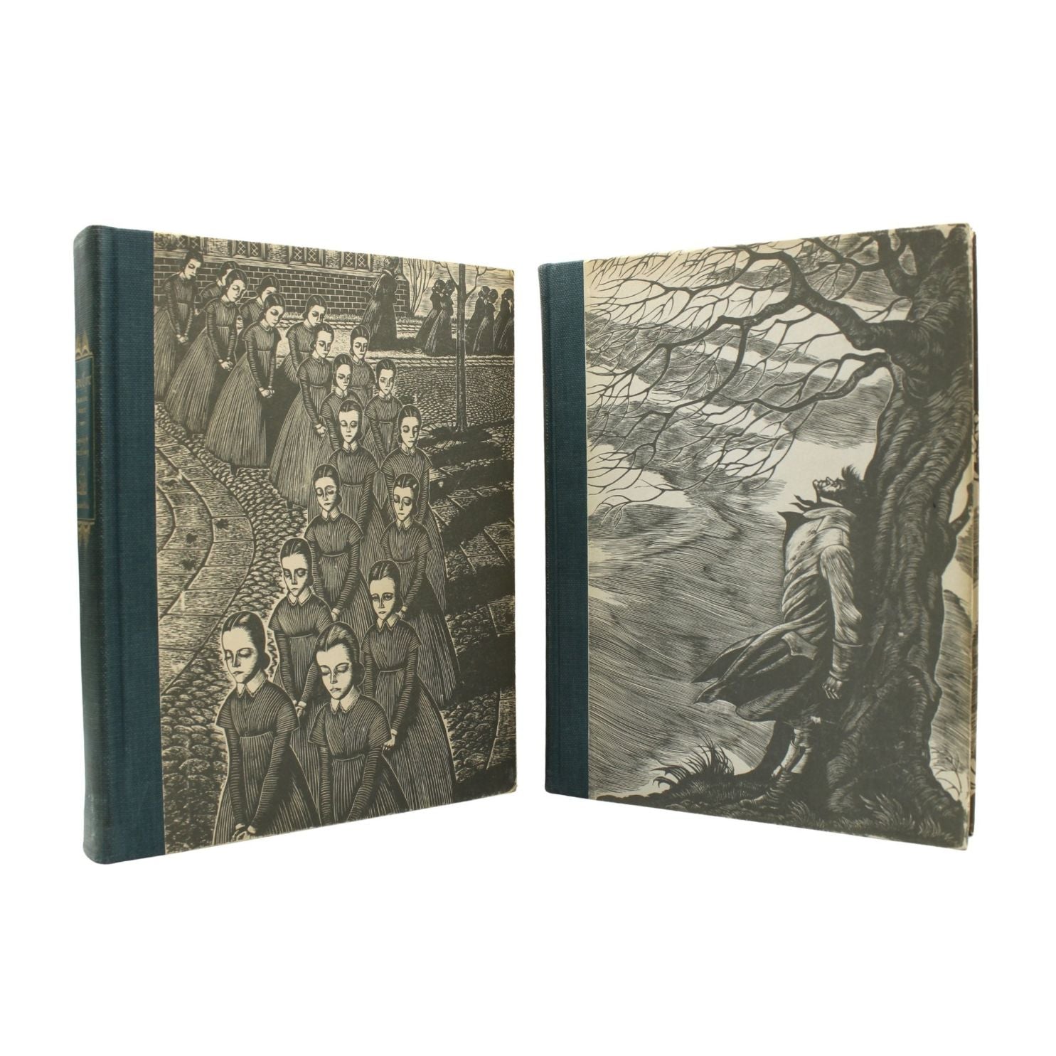 Jane Eyre by Charlotte Bronte and Wuthering Heights by Emily Bronte, Illustrated by Fritz Eichenberg, Two Volume Set, 1943 - The Great Republic