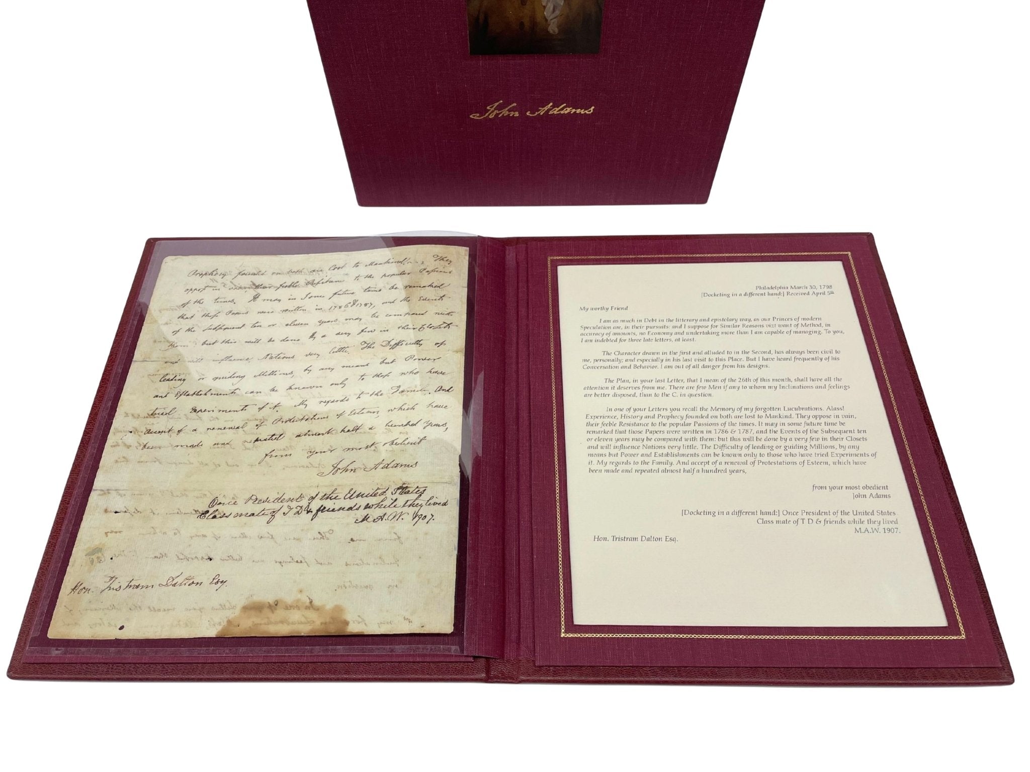 John Adams Letter Signed, to Tristam Dalton, March 30, 1798 - The Great Republic