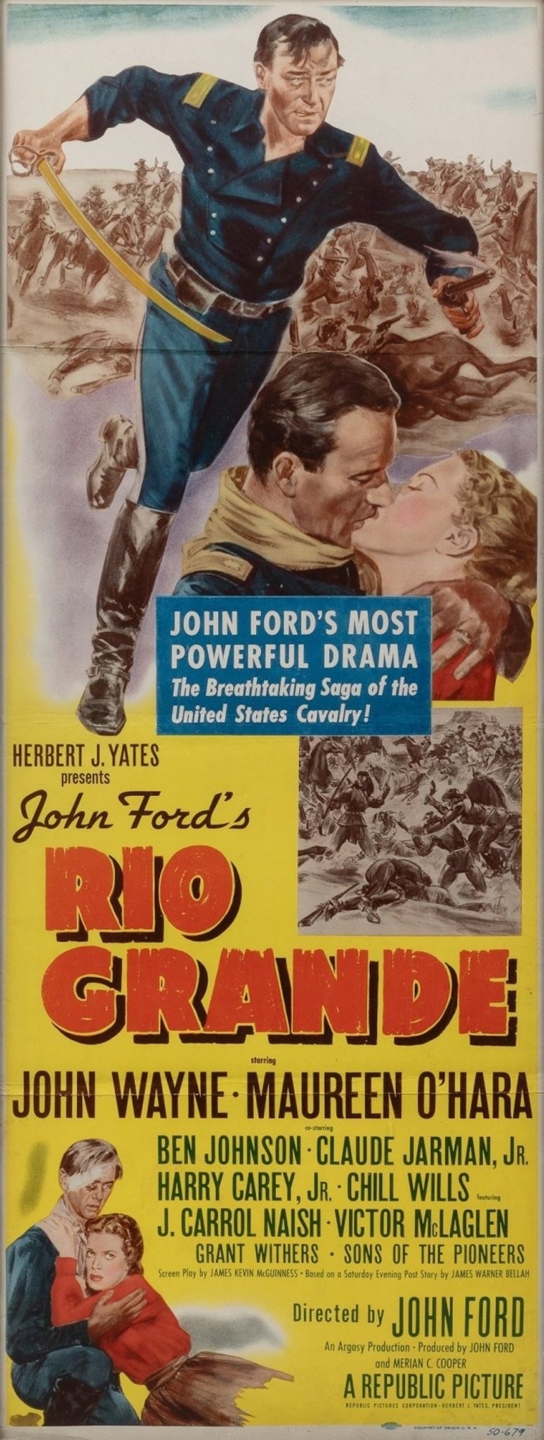 "John Ford's Rio Grande" Vintage Movie Poster, 1950 - The Great Republic