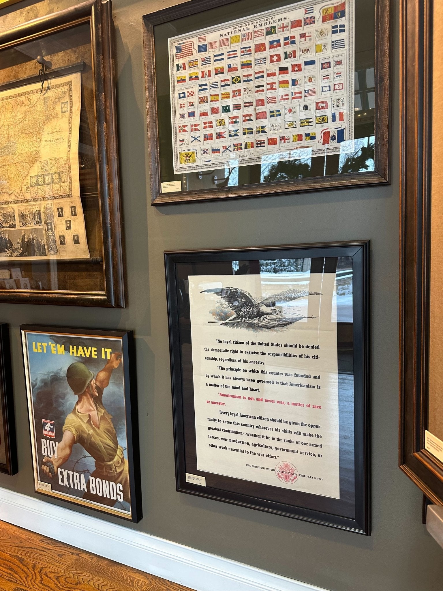 "Johnson's New Chart of National Emblems" Hand Colored Engraving by A. J. Johnson, 1870 - The Great Republic