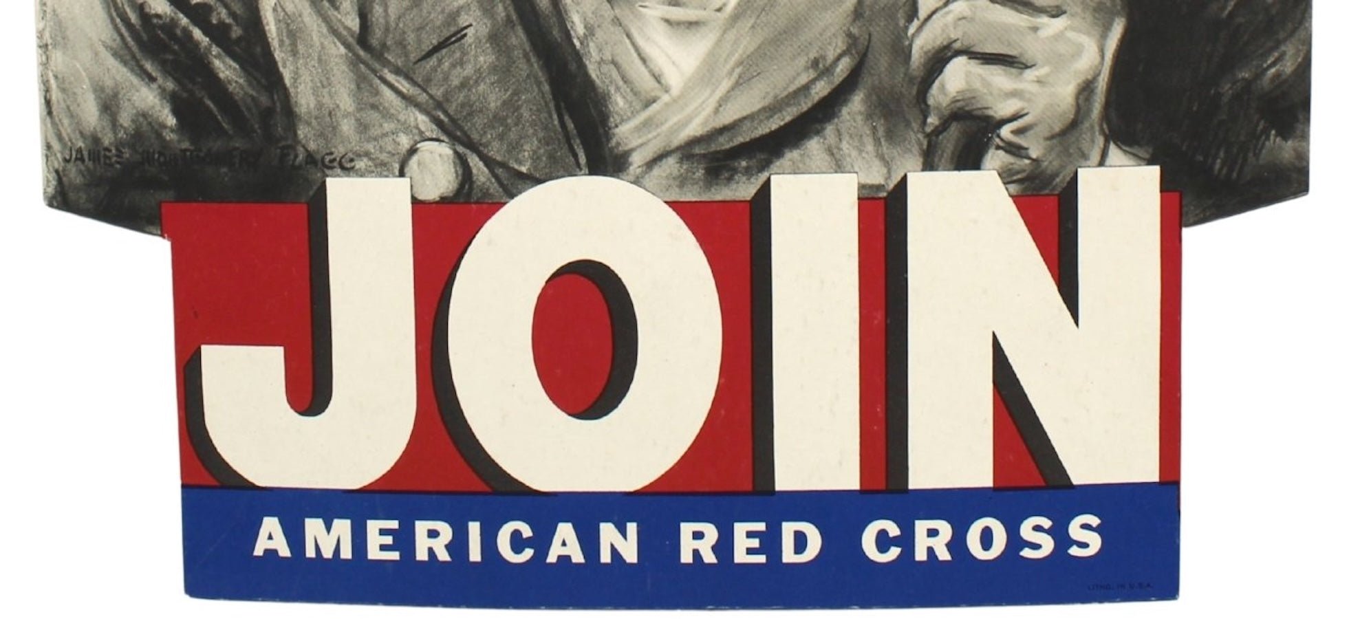 "Join American Red Cross" Vintage WWII Recruitment Tabletop Sign by James Montgomery Flagg - The Great Republic