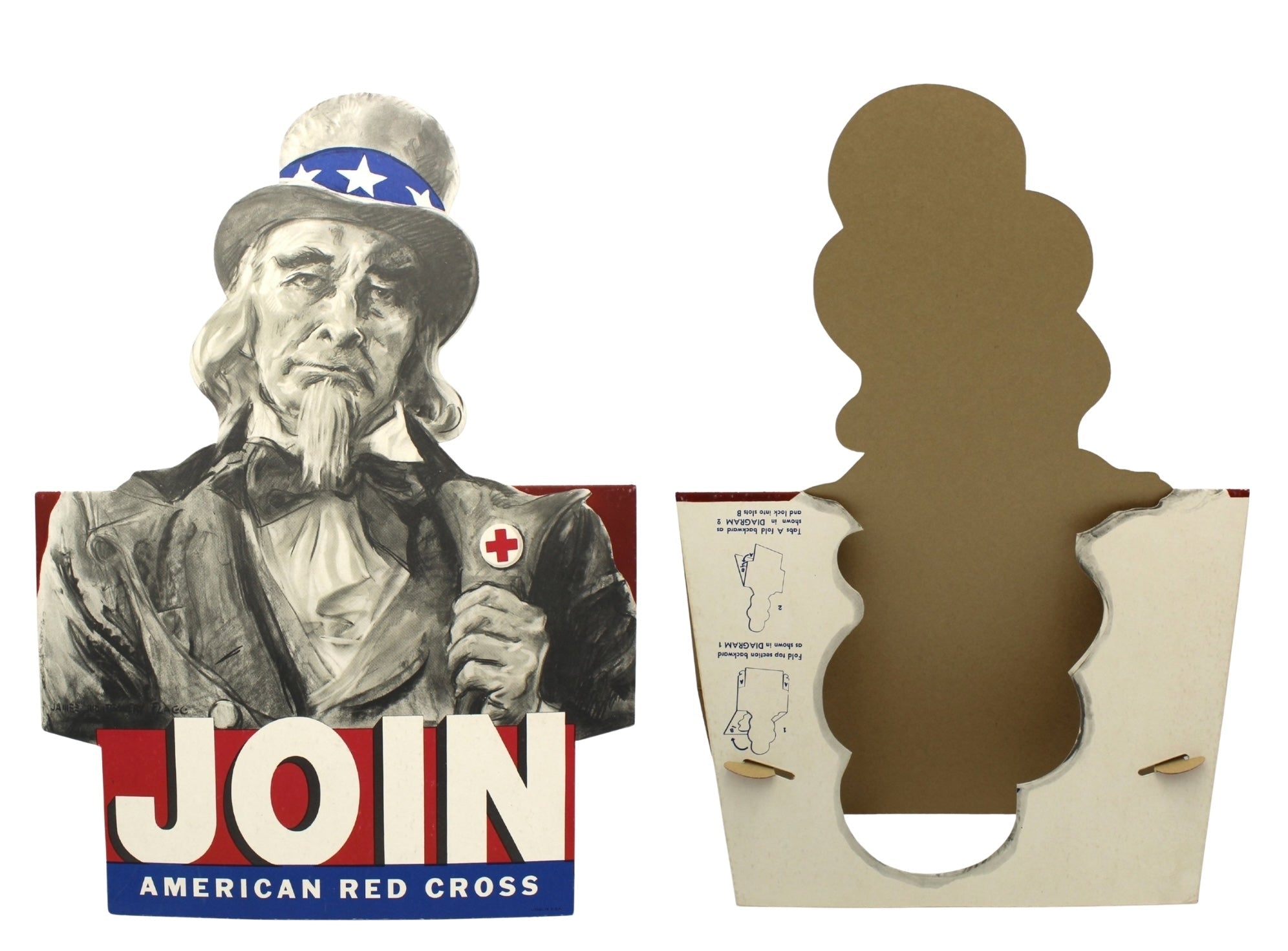 "Join American Red Cross" Vintage WWII Recruitment Tabletop Sign by James Montgomery Flagg - The Great Republic