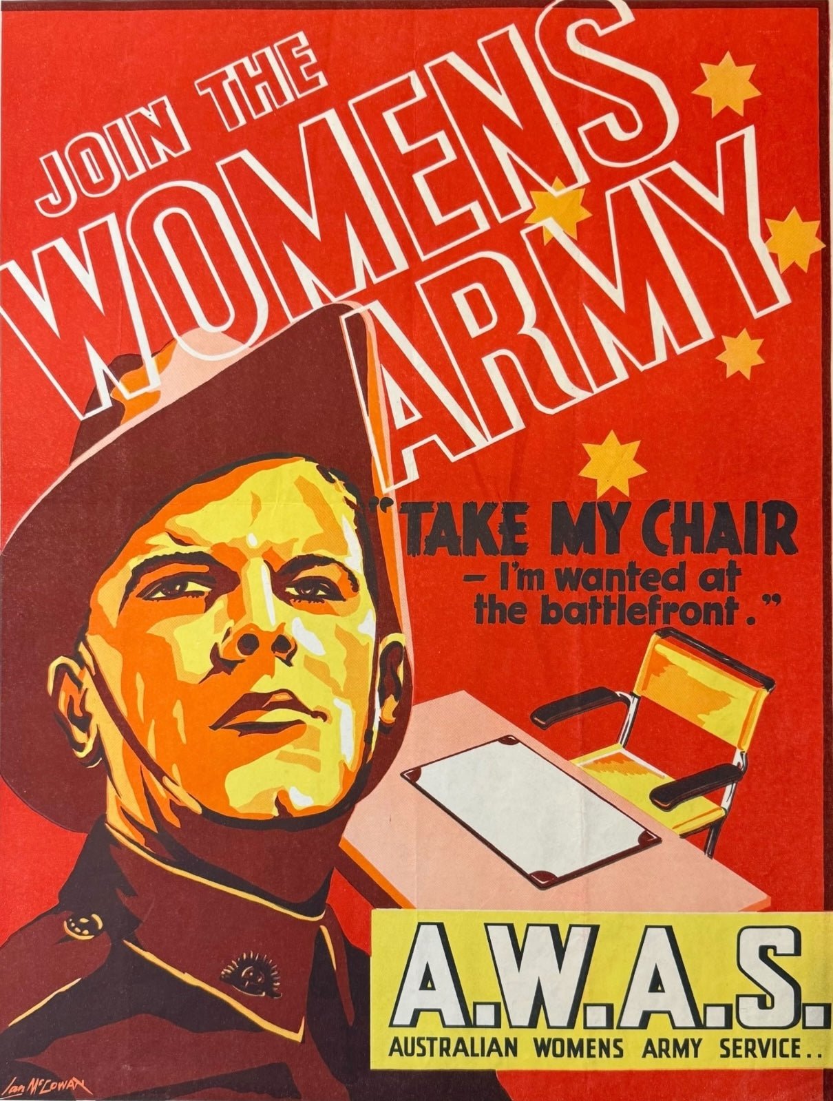 "Join the Women's Army" Vintage WWII Australian Women's Army Service Poster by Ian McCowan - The Great Republic