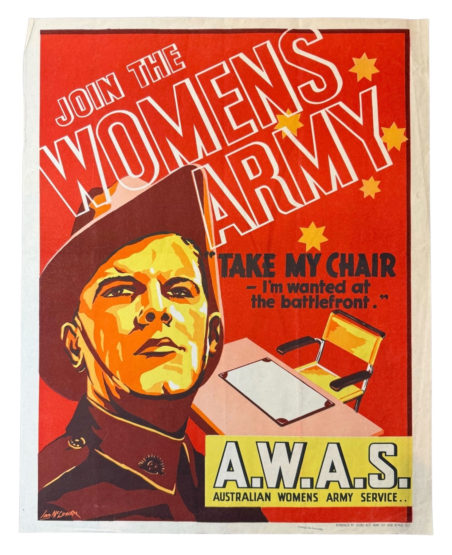 "Join the Women's Army" Vintage WWII Australian Women's Army Service Poster by Ian McCowan - The Great Republic