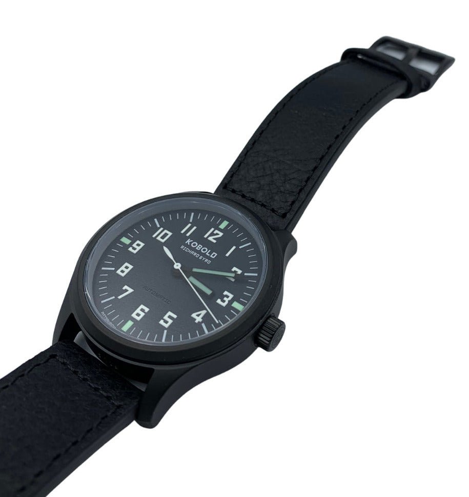 Kobold Richard Byrd Automatic Watch with Black Leather Strap - The Great Republic