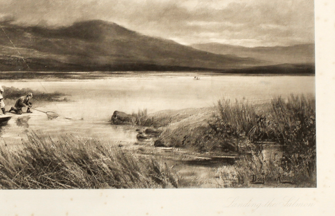 "Landing The Salmon" by Douglas Adams, Fishing Print, 1893 - The Great Republic