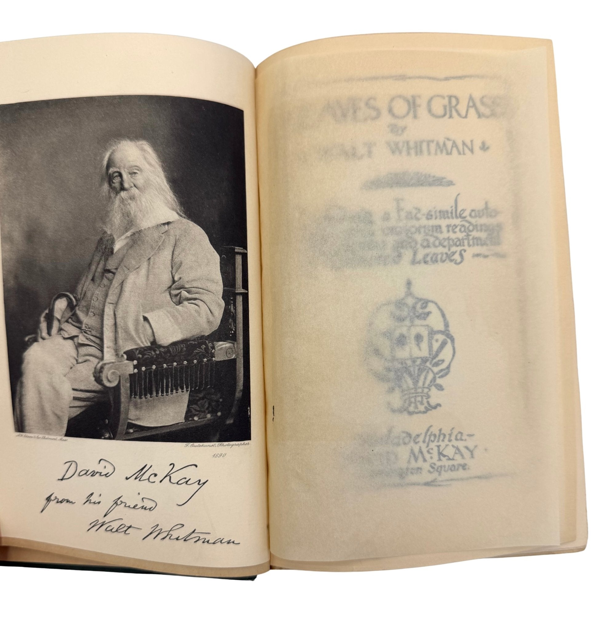 Leaves of Grass: Including a Fac-simile, Autobiography, Variorum Readings of the Poems, and a Department of Gathered Leaves, by Walt Whitman, Later Printing, in Original Bards and Scare Dust Jacket, 1900 - The Great Republic