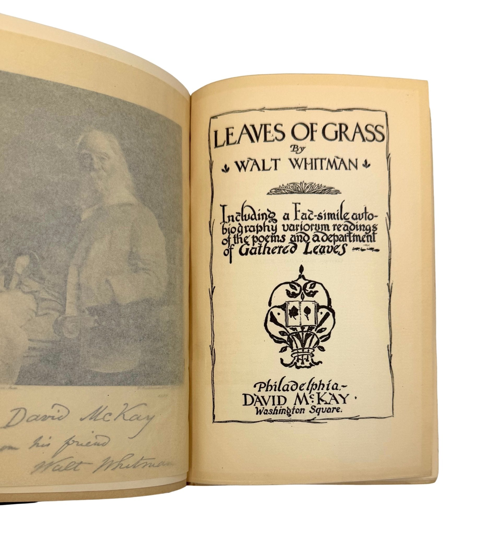 Leaves of Grass: Including a Fac-simile, Autobiography, Variorum Readings of the Poems, and a Department of Gathered Leaves, by Walt Whitman, Later Printing, in Original Bards and Scare Dust Jacket, 1900 - The Great Republic