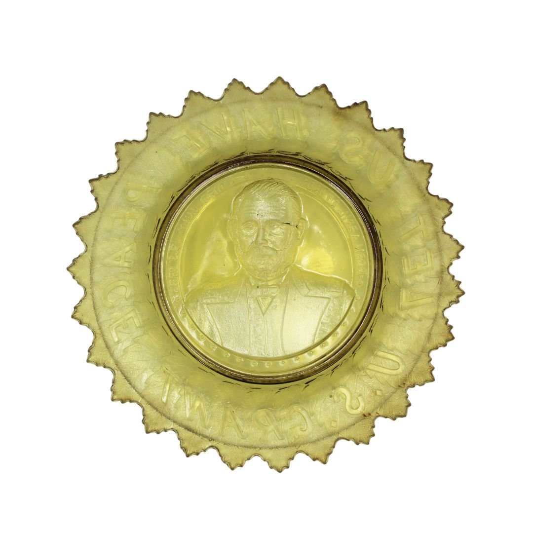 “Let Us Have Peace. U. S. Grant" Commemorative Glass Bowl, by Gillinder & Sons, ca. 1880s (amber) - The Great Republic