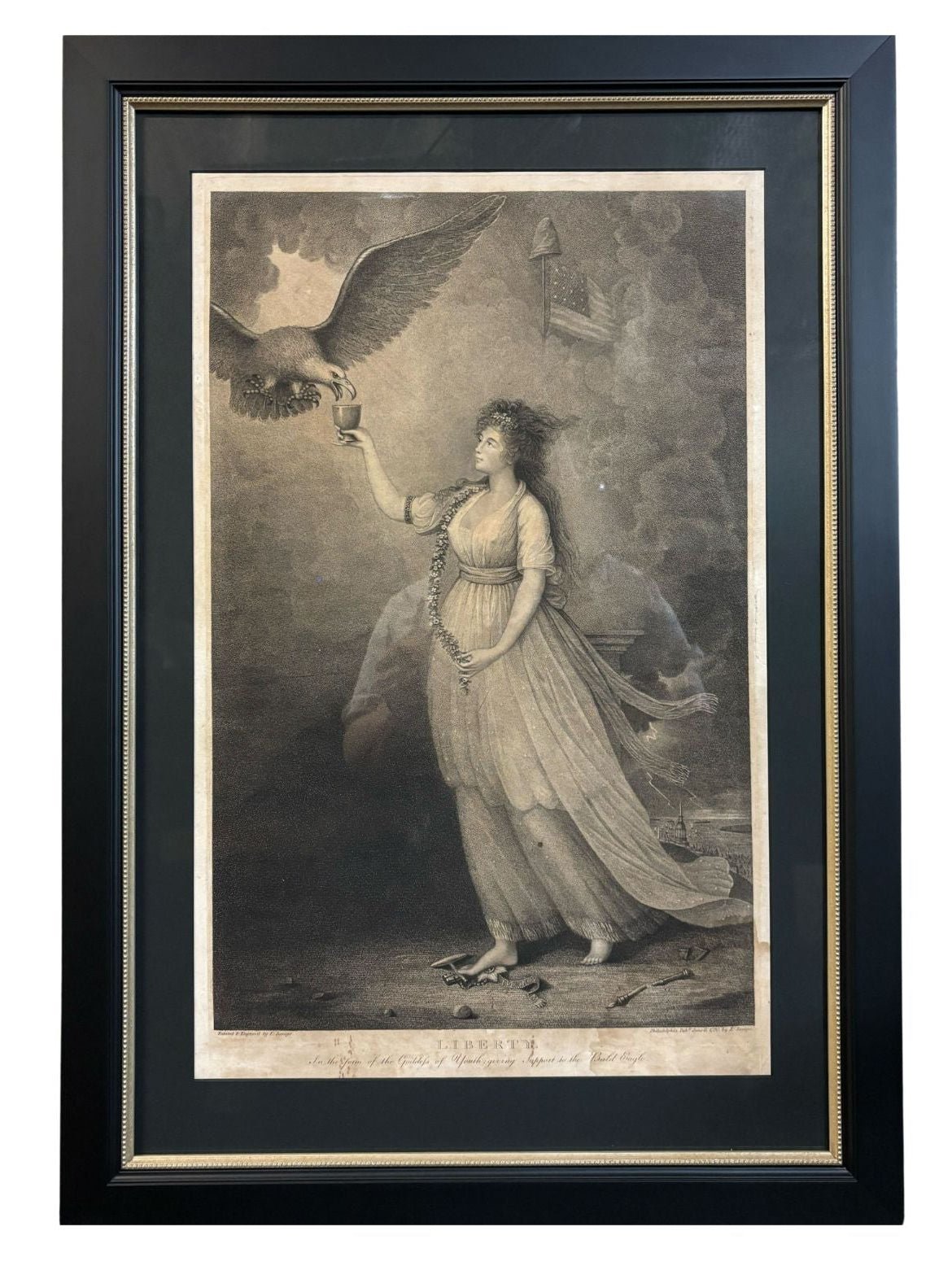"Liberty In the Form of the Goddess of Youth Giving Support to the Bald Eagle" Stipple Engraving by Edward Savage, 1796 - The Great Republic