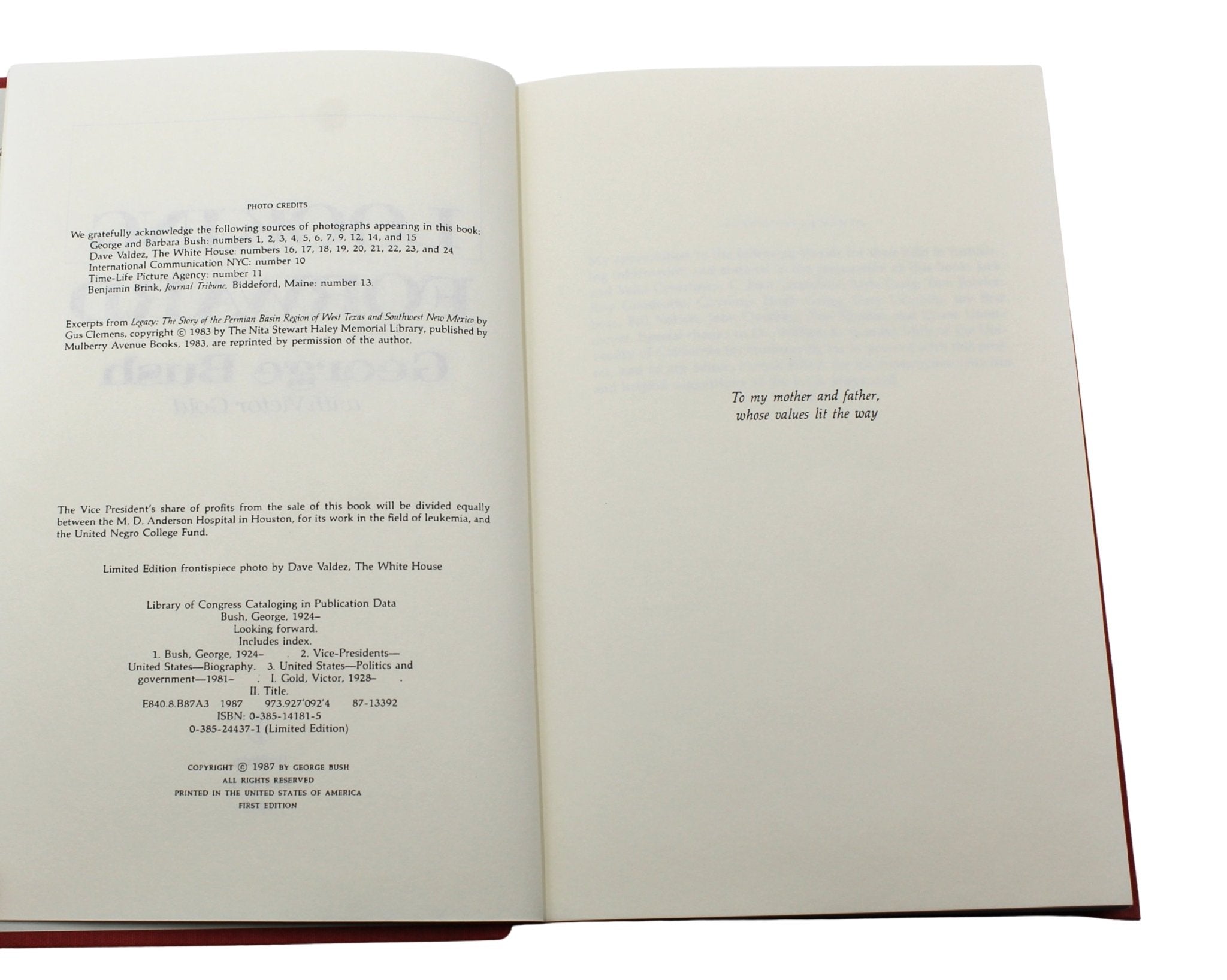 Looking Forward: An Autobiography, Signed by George Bush, First Edition, 1987 - The Great Republic