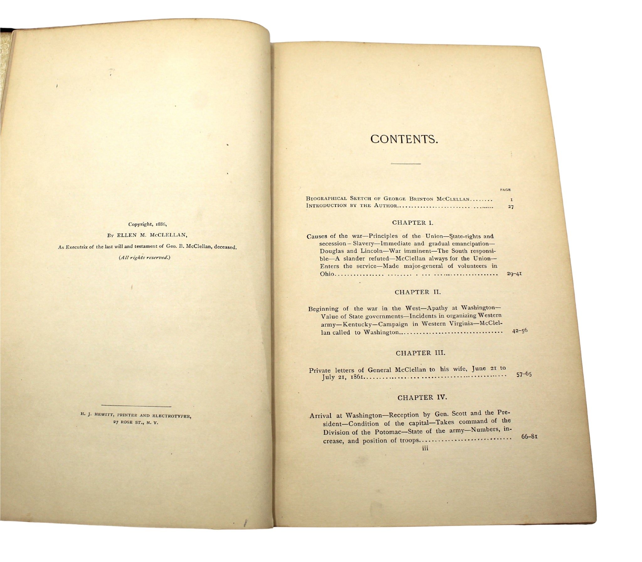 McClellan's Own Story: The War for the Union by George B. McClellan, First Edition in Original Boards, 1887 - The Great Republic