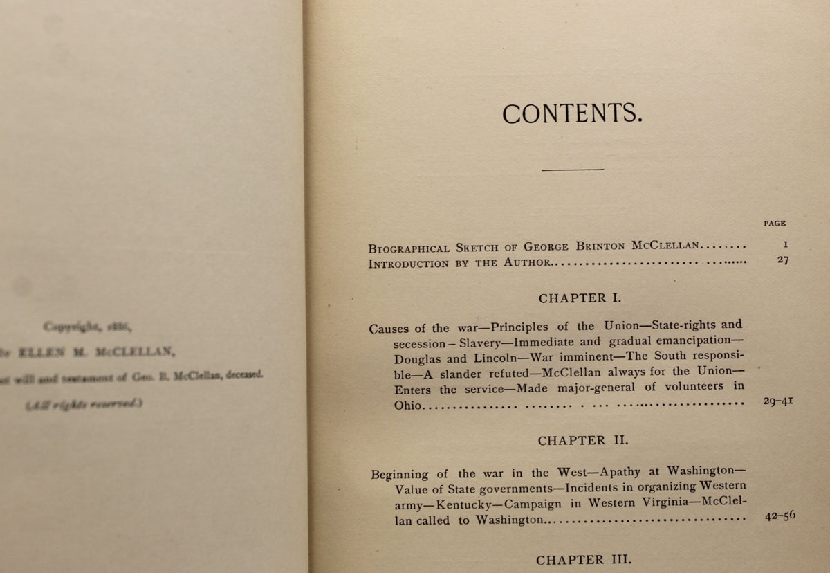 McClellan's Own Story: The War for the Union, First Edition, in Shoulder Strap Binding, 1887 - The Great Republic
