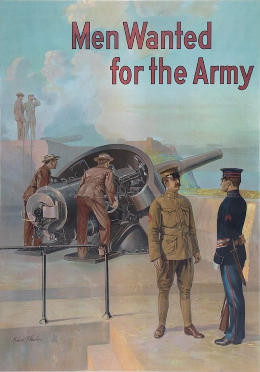 "Men Wanted For the Army" Vintage WWI Recruitment Poster - The Great Republic
