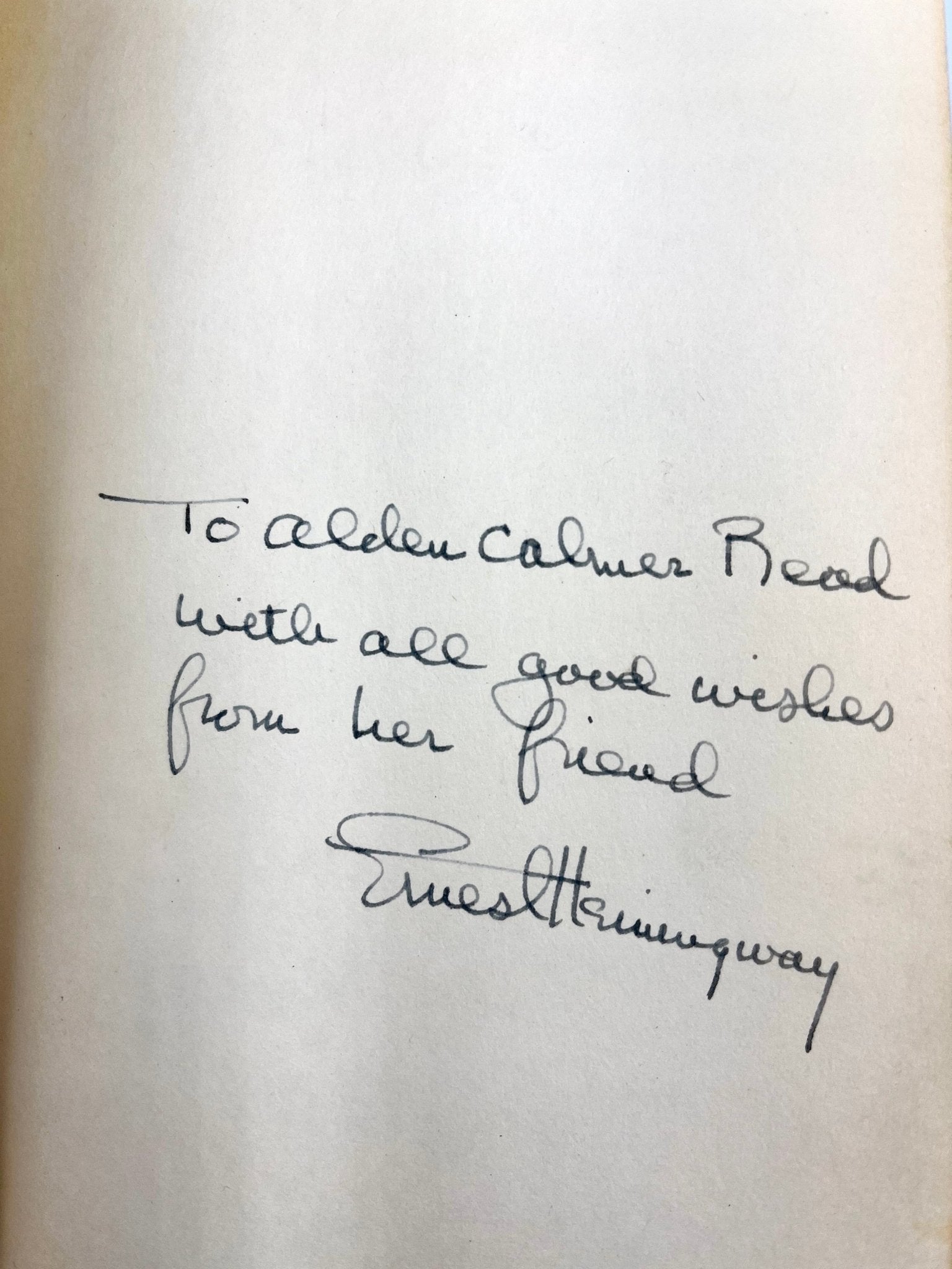 Men Without Women, Signed and Inscribed by Ernest Hemingway, Uniform Edition, 1955 - The Great Republic