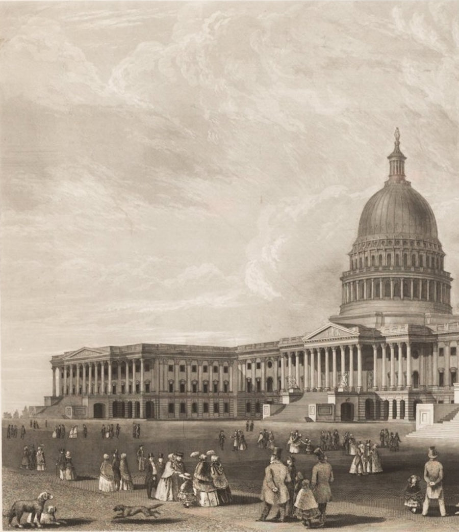 "N.E. View of the United States Capitol, Washington, D.C." by Henry Sartain, 1858 Proof Printing - The Great Republic