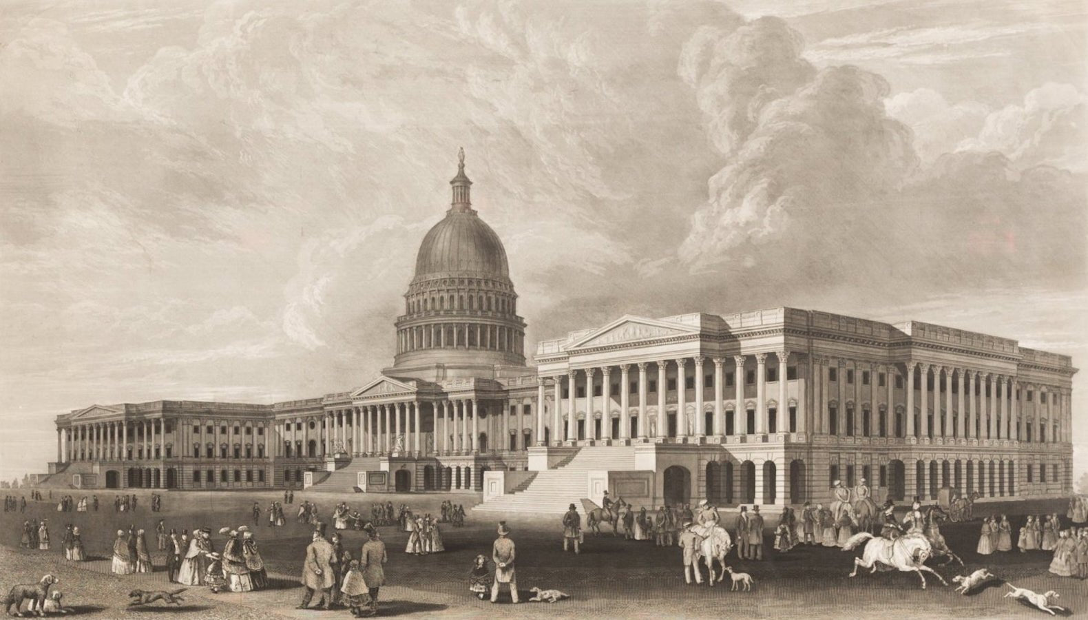 "N.E. View of the United States Capitol, Washington, D.C." by Henry Sartain, 1858 Proof Printing - The Great Republic