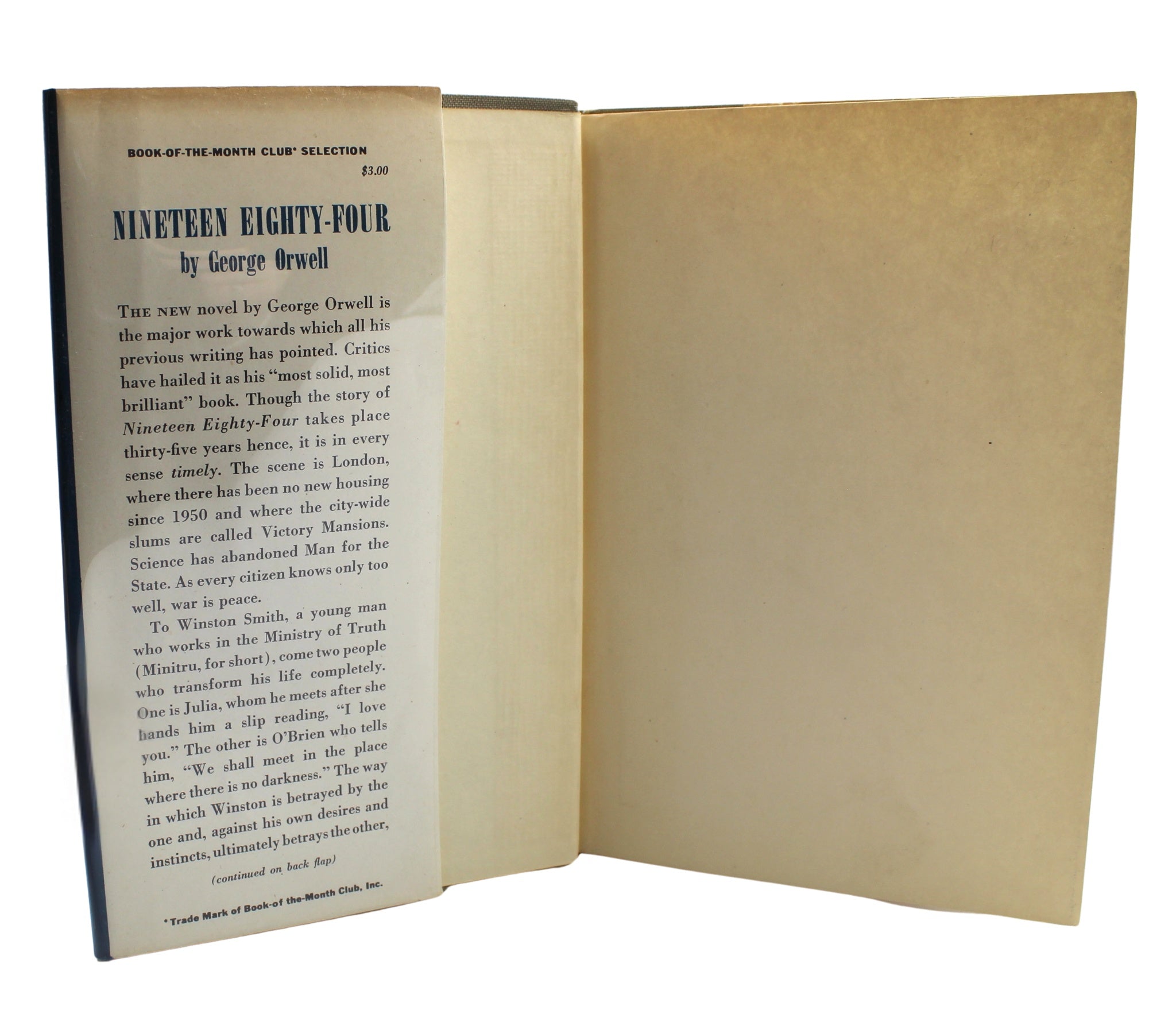 Nineteen Eighty - Four by George Orwell, Book of The Month Club Edition in Original Dust Jacket, 1949 - The Great Republic