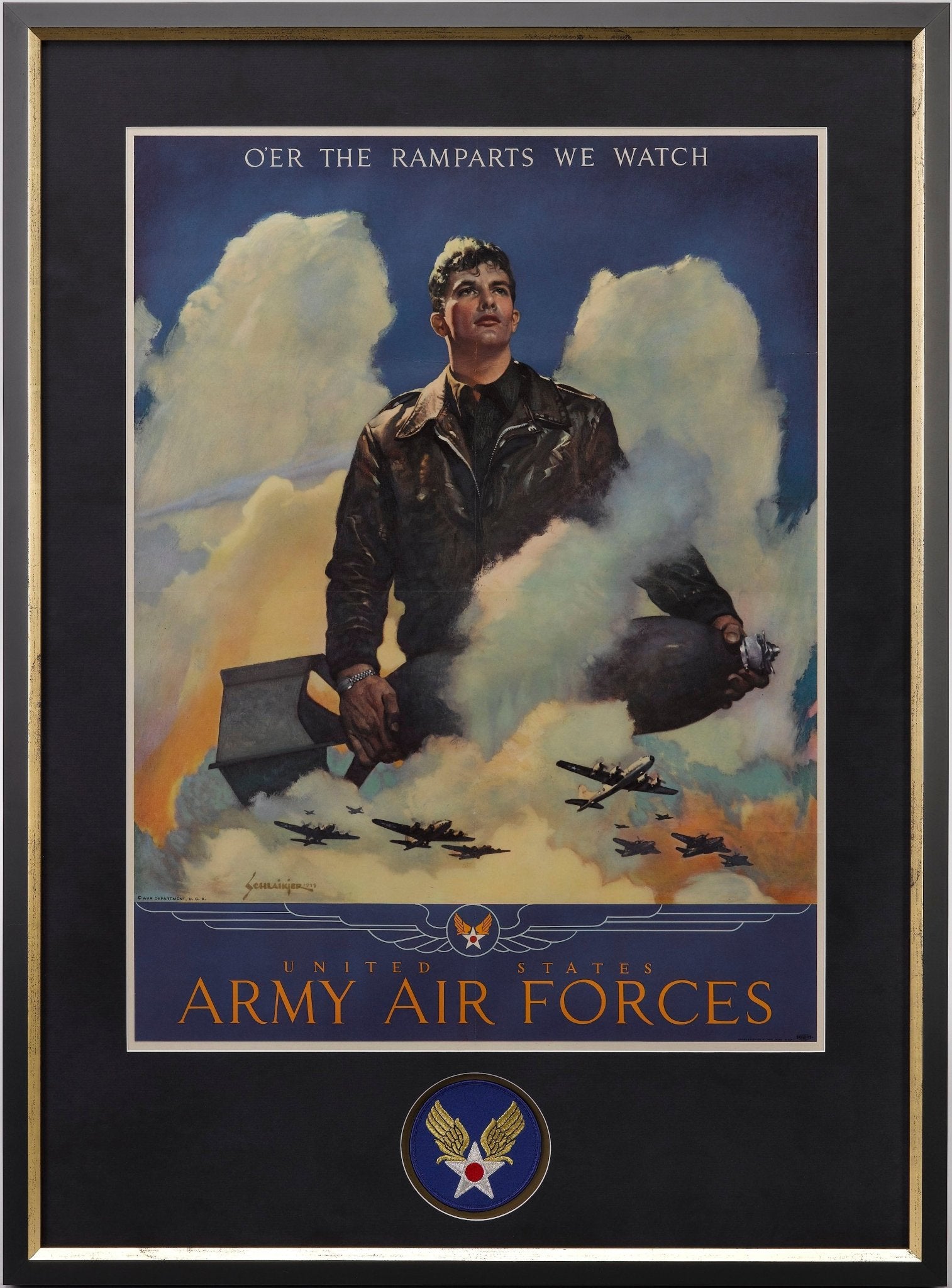 "O'er the Ramparts We Watch. United States Army Air Forces" Vintage WWII Poster by Jes Schlaikjer, 1944 - The Great Republic