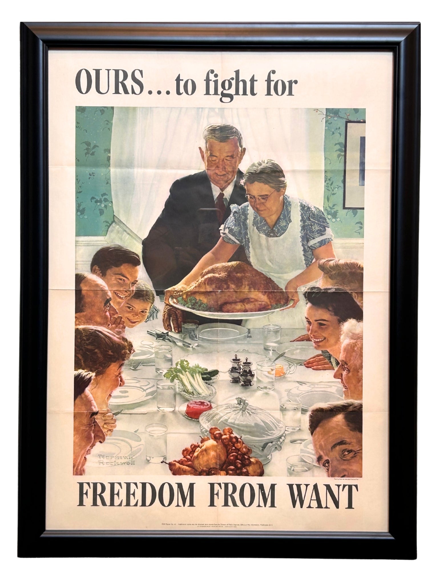 "Ours... To Fight For. Freedom from Want" Vintage WWII Poster by Norman Rockwell, 1943 - The Great Republic
