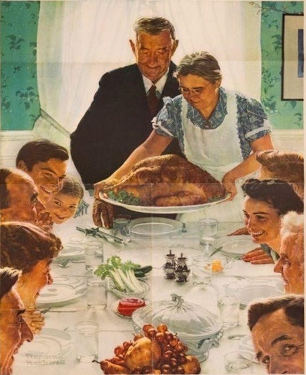 "Ours... To Fight For. Freedom from Want" Vintage WWII Poster by Norman Rockwell, 1943 - The Great Republic