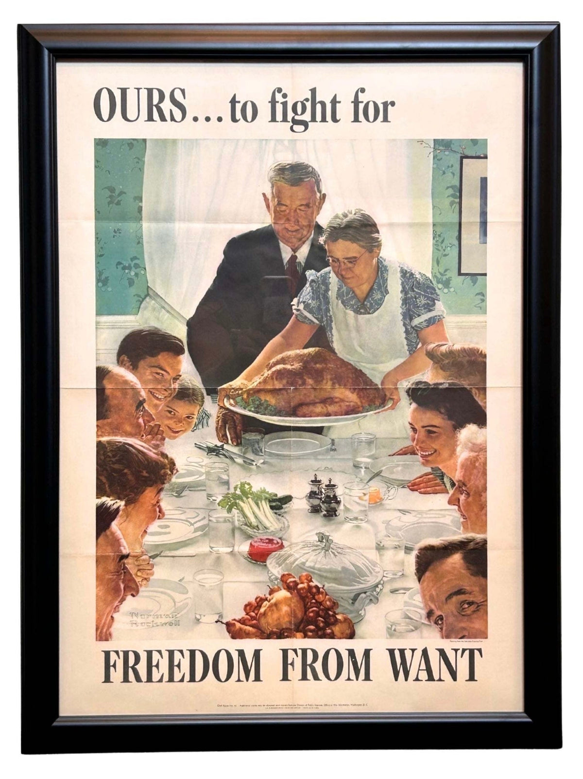 "Ours... To Fight For. Freedom from Want" Vintage WWII Poster by Norman Rockwell, 1943 - The Great Republic