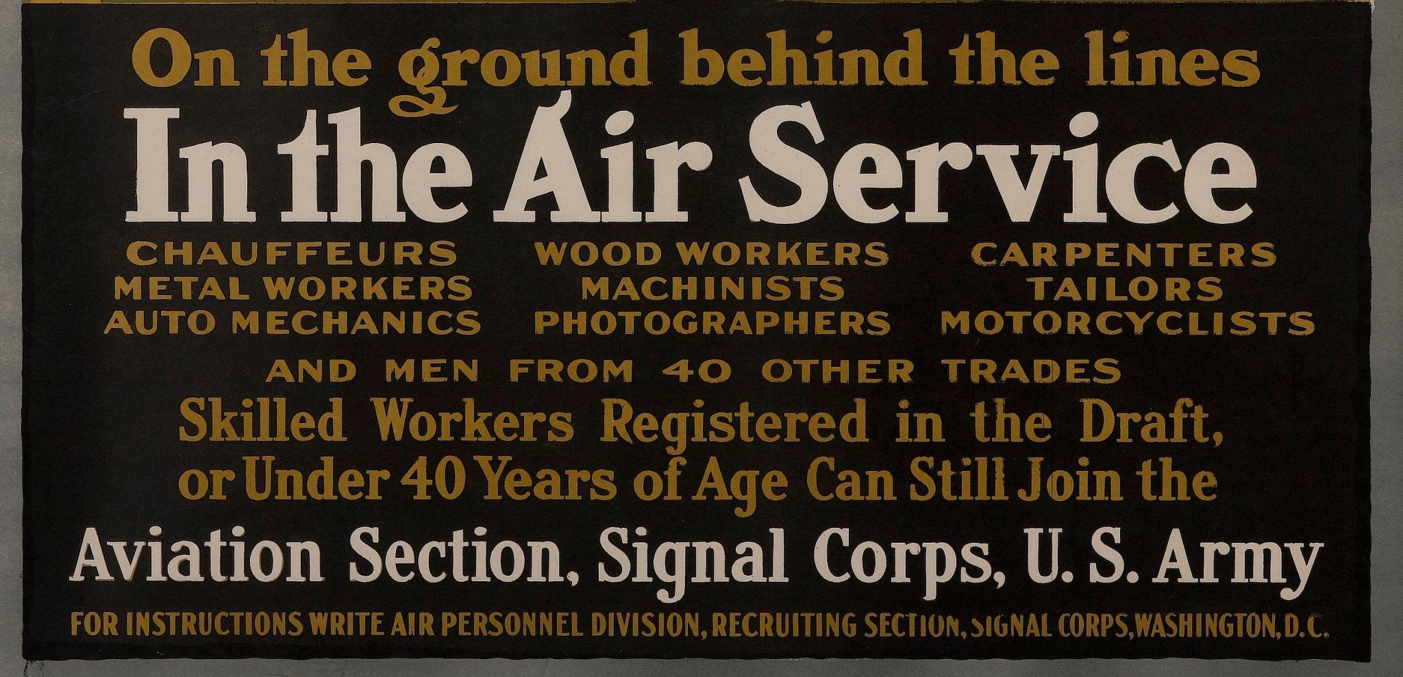 "Over There! In the Air Service" Vintage WWI U.S. Army Signal Corps Poster by Louis Fancher, 1918 - The Great Republic