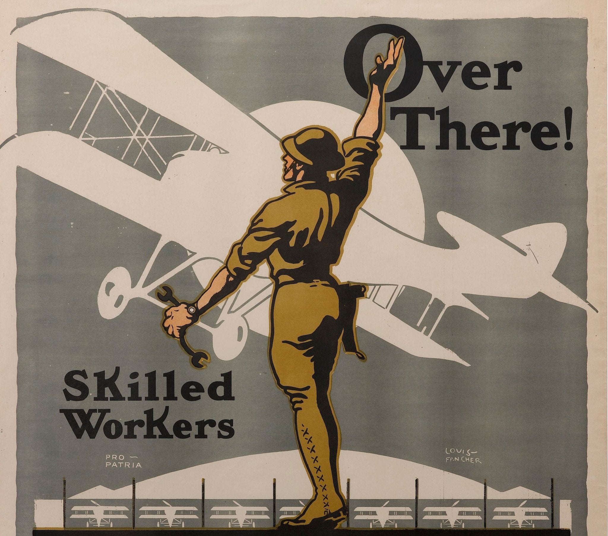 "Over There! In the Air Service" Vintage WWI U.S. Army Signal Corps Poster by Louis Fancher, 1918 - The Great Republic