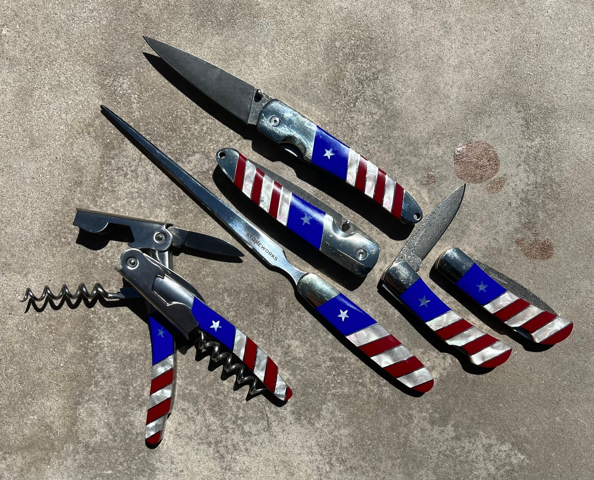 Patriotic Collection 3″ Damascus Steel Double Sided Lockback Pocket Knife - The Great Republic