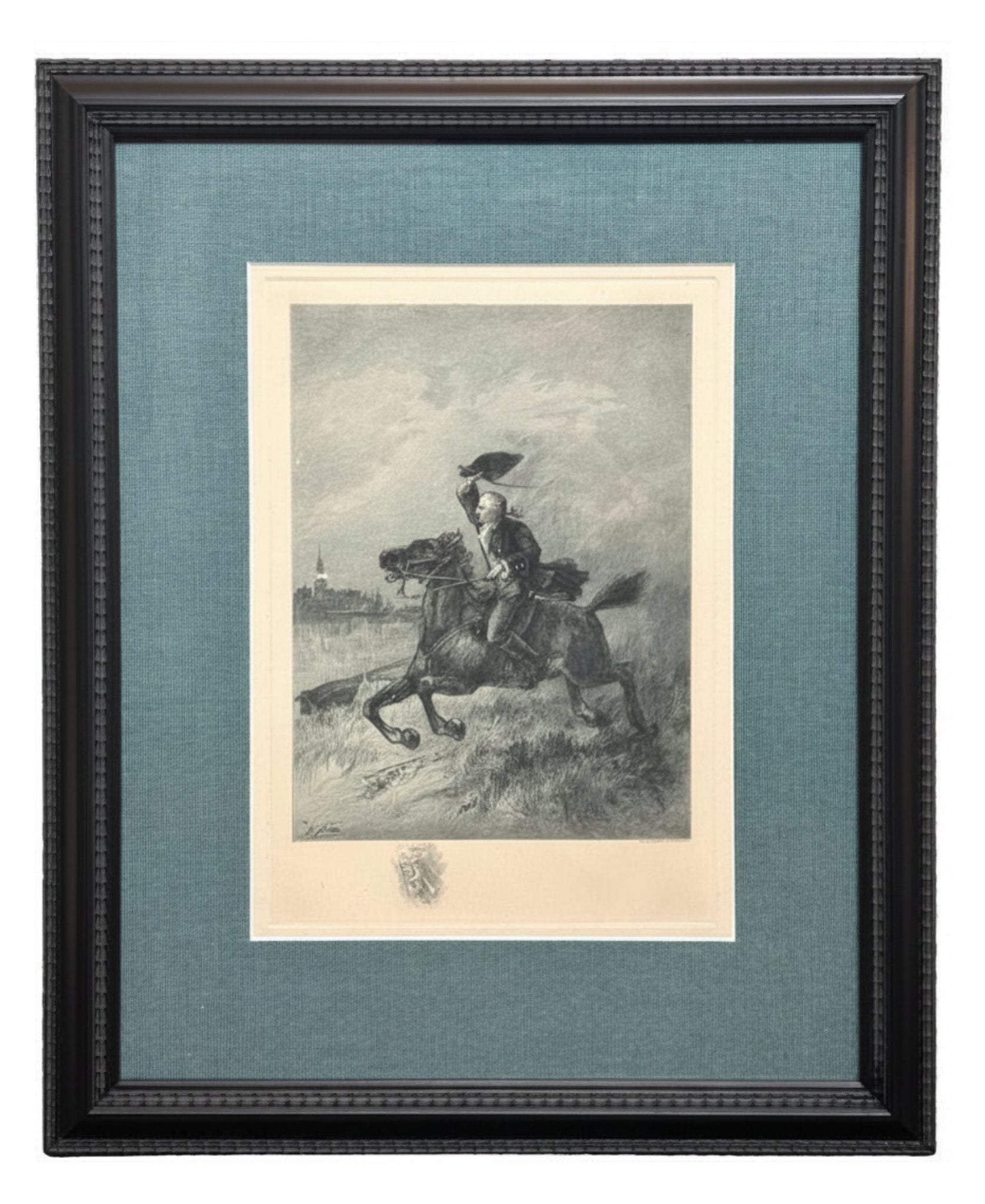 Paul Revere Midnight Ride Etching by H. Faber, Published by H. L. Everett, circa 1890 - The Great Republic