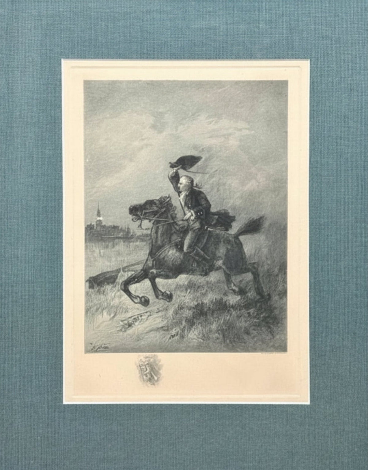 Paul Revere Midnight Ride Etching by H. Faber, Published by H. L. Everett, circa 1890 - The Great Republic