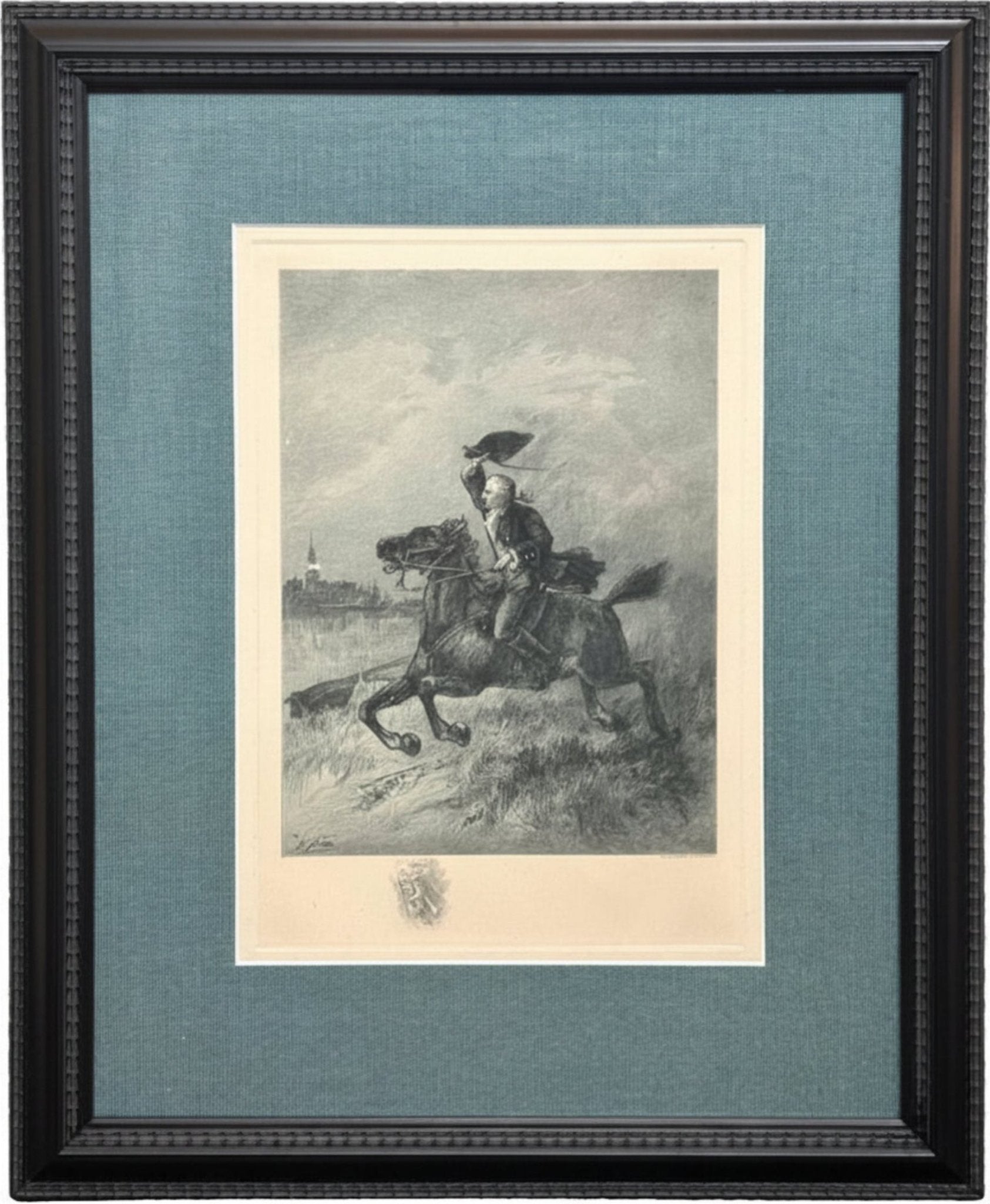 Paul Revere Midnight Ride Etching by H. Faber, Published by H. L. Everett, circa 1890 - The Great Republic