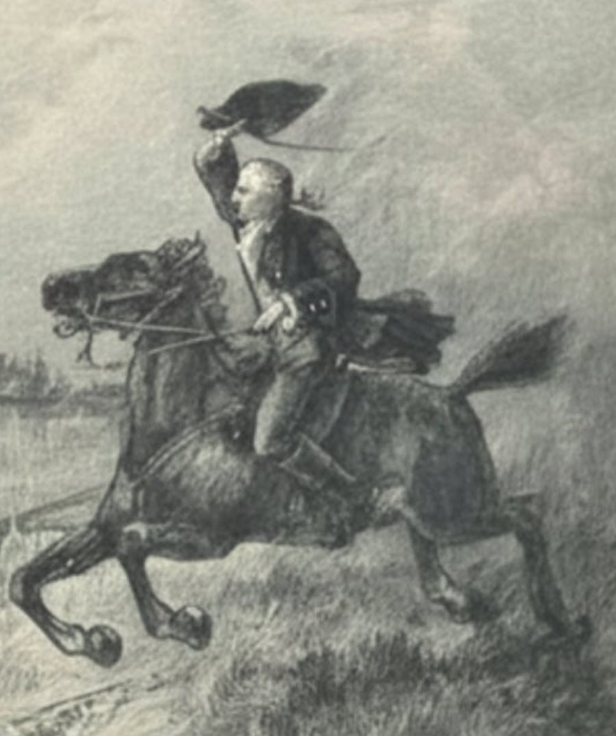 Paul Revere Midnight Ride Etching by H. Faber, Published by H. L. Everett, circa 1890 - The Great Republic