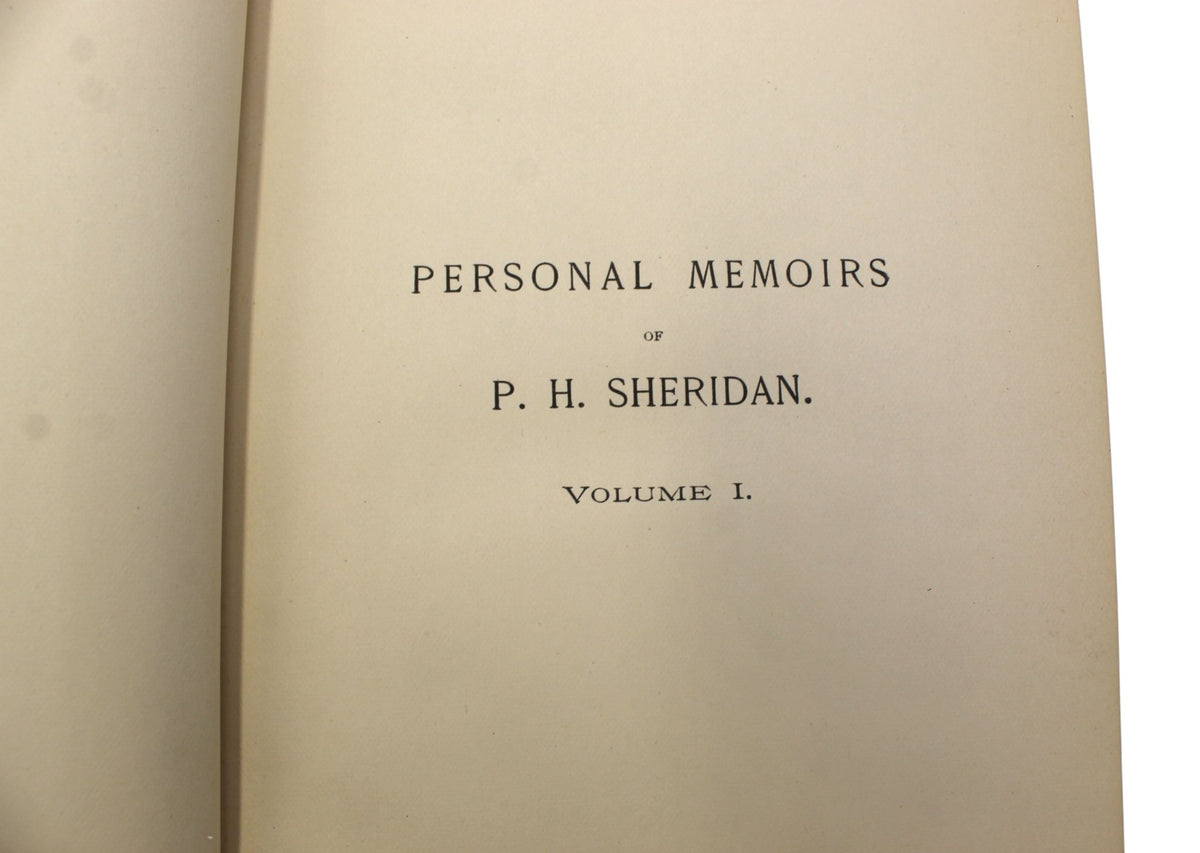 Personal Memoirs of P.H. Sheridan, First Edition, in Shoulder Strap Binding, Two-Volume Set, 1888 - The Great Republic
