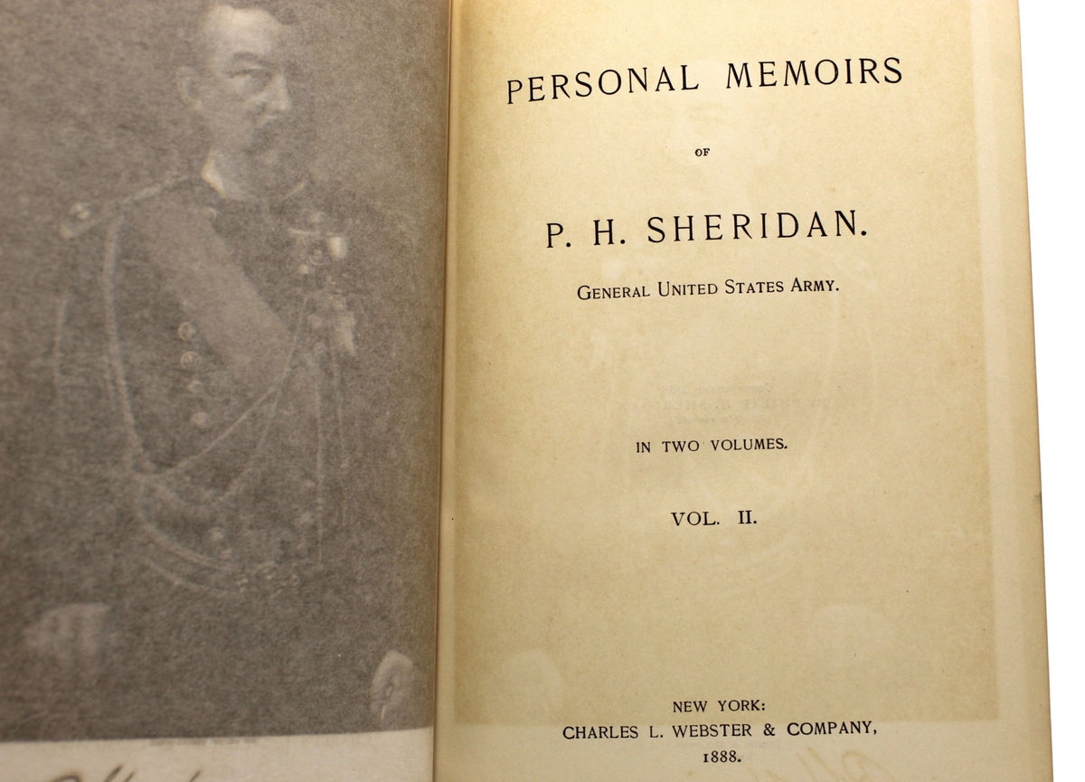 Personal Memoirs of P.H. Sheridan, First Edition, in Shoulder Strap Binding, Two-Volume Set, 1888 - The Great Republic