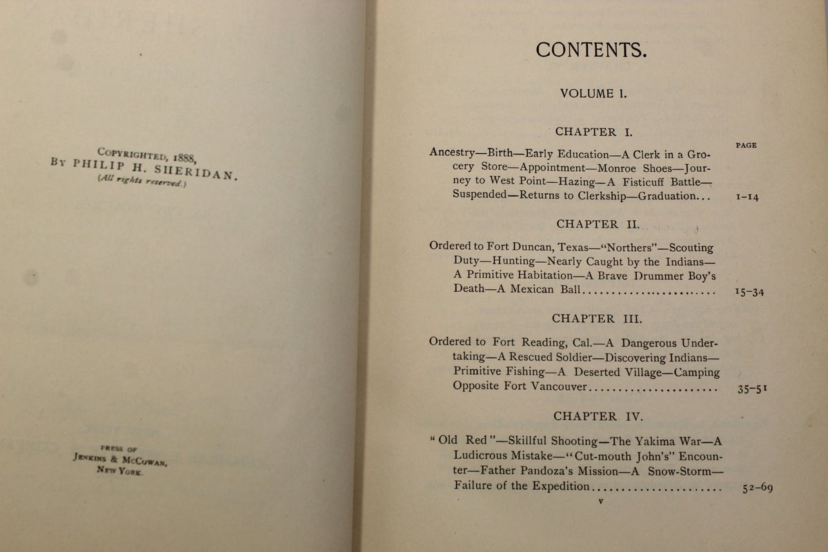 Personal Memoirs of P.H. Sheridan, First Edition, in Shoulder Strap Binding, Two-Volume Set, 1888 - The Great Republic