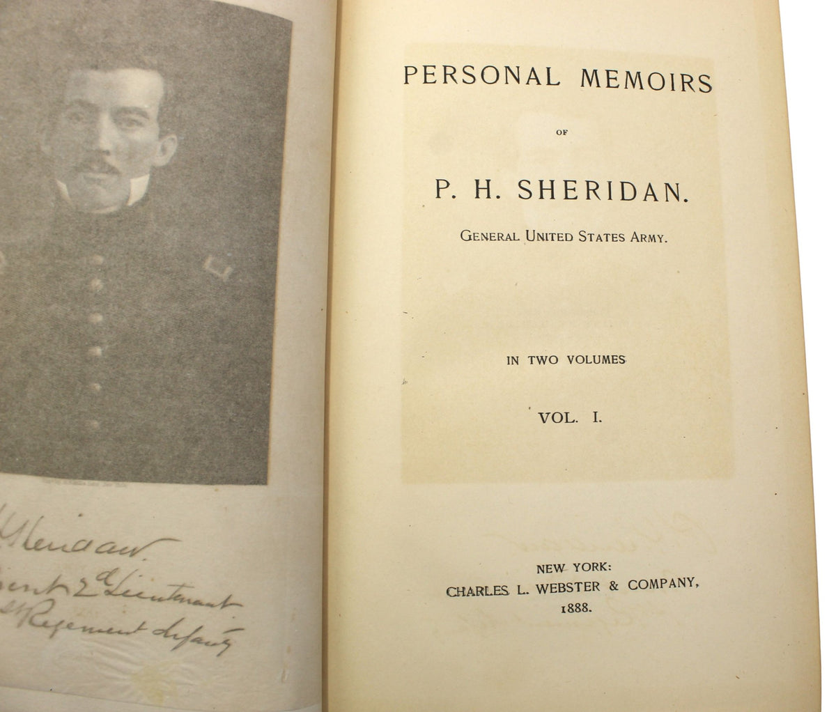 Personal Memoirs of P.H. Sheridan, First Edition, in Shoulder Strap Binding, Two-Volume Set, 1888 - The Great Republic