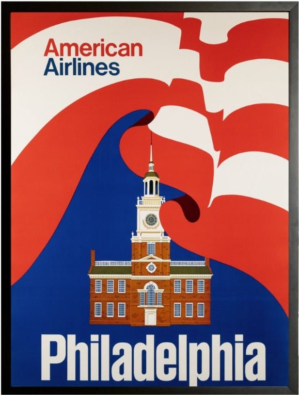 "Philadelphia" Vintage American Airlines Travel Poster, circa 1960s - The Great Republic