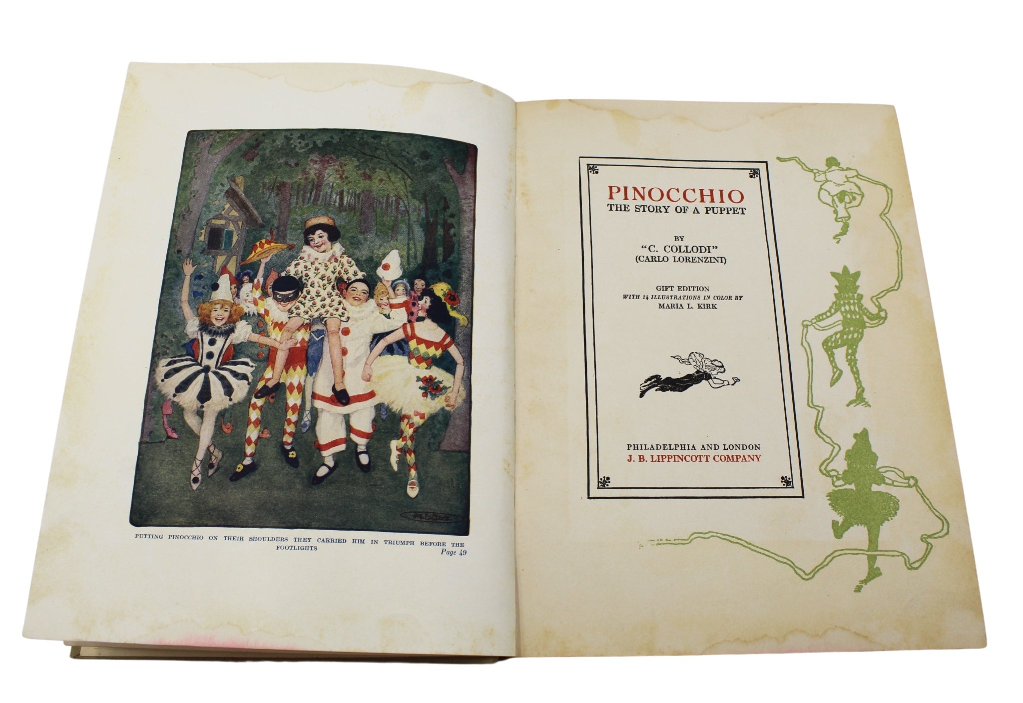 Pinocchio: The Story of a Puppet by C. Collodi, Illustrated by Maria L. Kirk, 1920 - The Great Republic