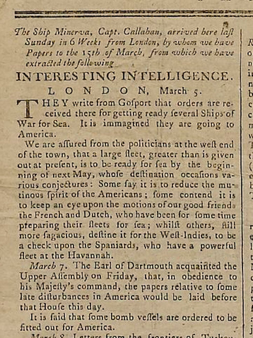 "Postscript to The Massachusetts Spy, or Thomas’s Boston Journal" Issued May 5, 1774 - The Great Republic
