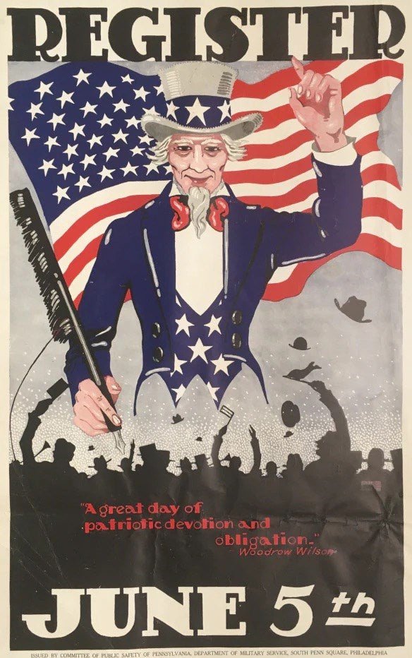 "Register June 5th. A Great Day of Patriotic Devotion and Obligation” Vintage WWI Poster by Arthur W. Colen, 1917 - The Great Republic