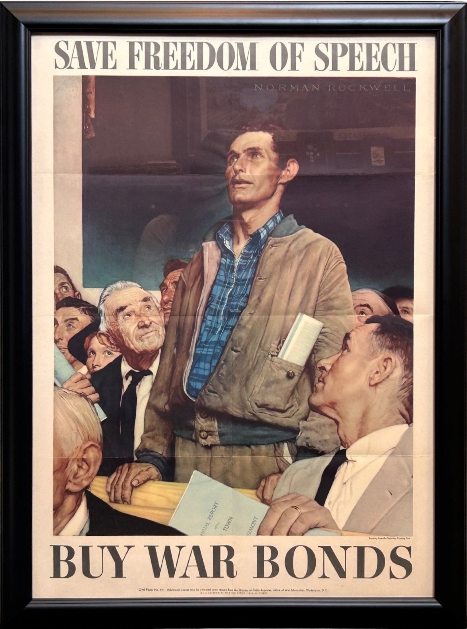 "Save Freedom of Speech. Buy War Bonds" Vintage WWII Poster by Norman Rockwell, 1943 - The Great Republic