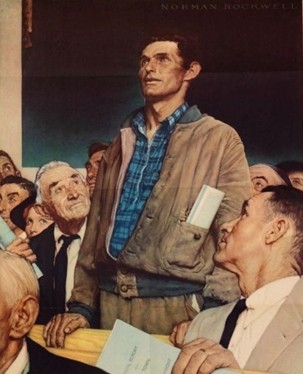 "Save Freedom of Speech. Buy War Bonds" Vintage WWII Poster by Norman Rockwell, 1943 - The Great Republic