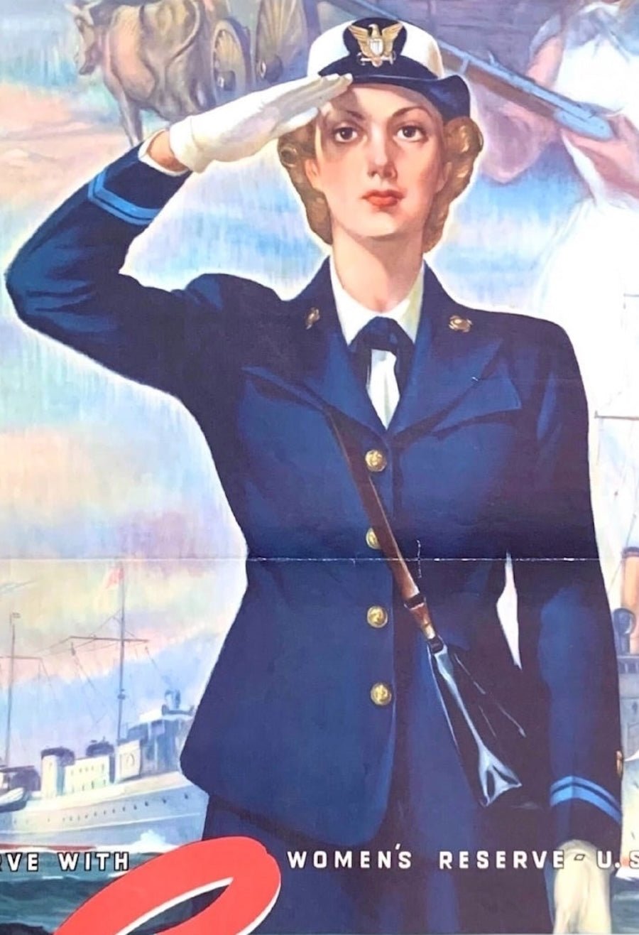 "Serve with Women's Reserve U.S. Coast Guard. SPARS" Vintage WWII Recruitment Poster by Jo Valentine - The Great Republic